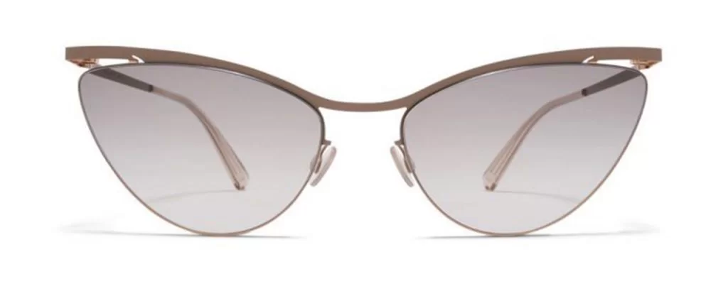 Mykita Sonnenbrille - Modell Less Rim Mizuho in Champagne Gold Traupe Grey - Ansicht Front