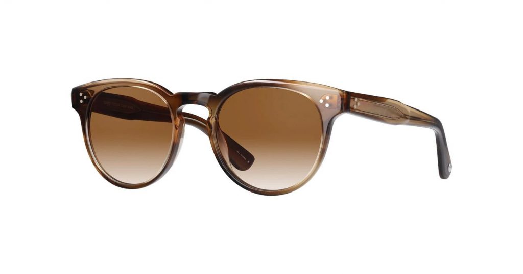 Garrett Leight Sonnenbrille - Modell Boccaccio in Khaki Tortoise Yellow Brown Gradient - Ansicht seitlich