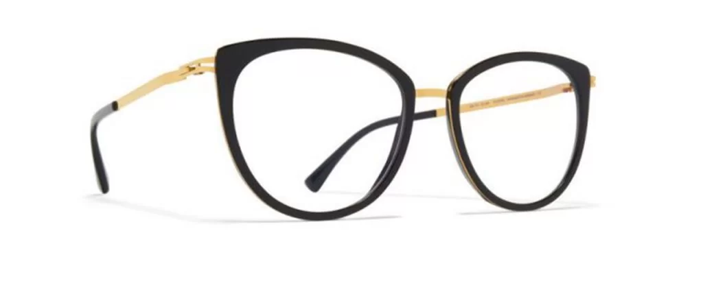 Mykita Brille - Modell Lite RX Gunda in Glossy Gold Black - Ansicht seitlich