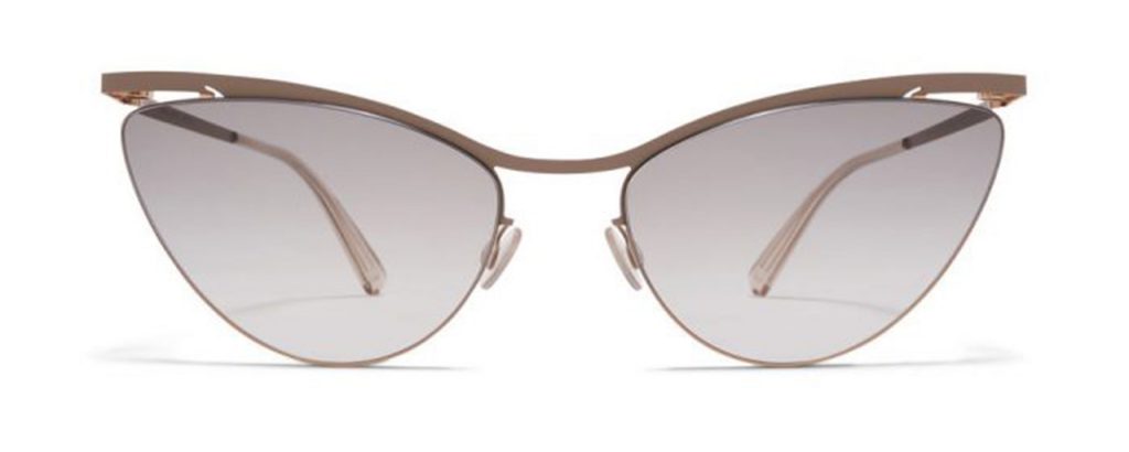 Mykita Sonnenbrille - Modell Less Rim Mizuho in Champagne Gold Traupe Grey - Ansicht Front