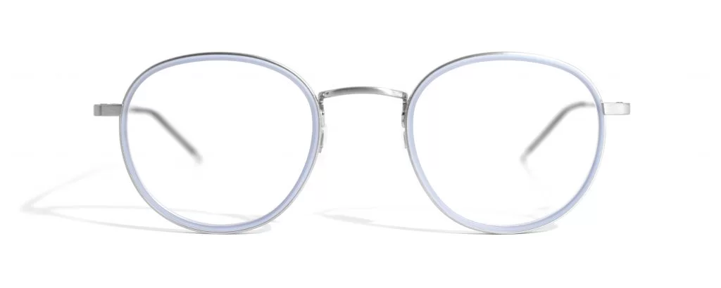 Götti Brille - Modell Deek in Blue Silver - Ansicht Front